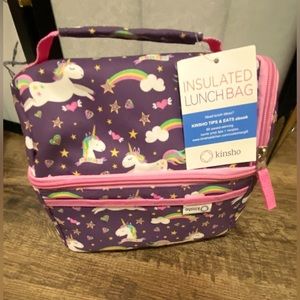 Girls Kinsho Insulated Purple Unicorn Lunch Kit NWT